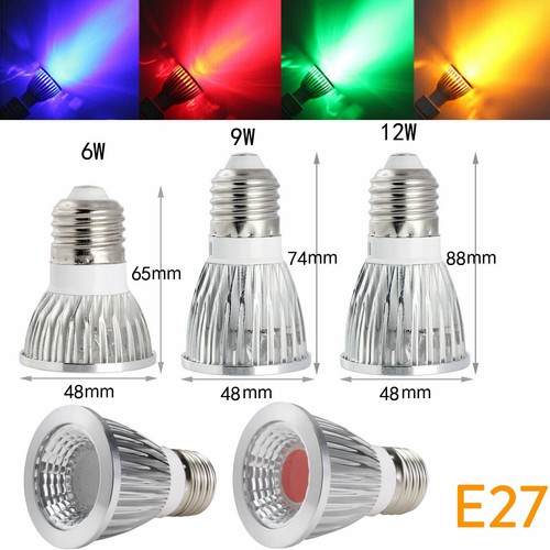 GU10 E27 GU5.3 LED Spotlight COB Bulb Dimmable 6W 9W 12W Red Blue Yellow Lamps - Picture 16 of 18