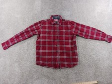 Wrangler Mens Long Sleeve Button Up Shirt Medium Red Plaid Flannel Cotton
