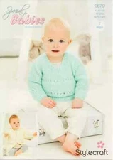 Stylecraft 9679 SWEATER & CARDIGAN Baby/Child Knitting Pattern DK Birth-5 Years