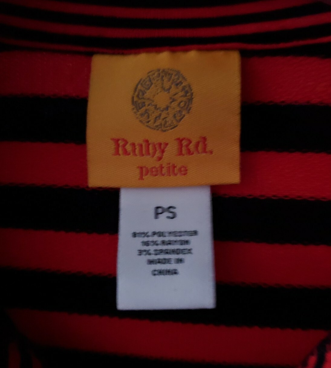 Ruby Rd Petite Small Pullover Top Red Black Strip… - image 3