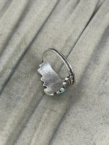 Native American Eagle Ring Silver Tone Navajo Band Bird Faux Turquoise Size O - Picture 7 of 9