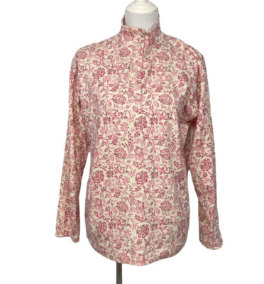 Vintage LL Bean Half Button Front Mock Turtleneck Shirt Womens Medium