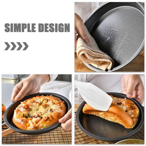 7 Inch Pizza Pans Crisper Pan Carbon Steel Baking Pan Non-stick Bakeware Micr... - Picture 4 of 9