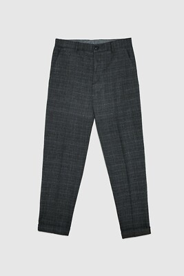 New Zara Plaid Flannel Pants sz 29 Gray trousers blazer shirt jacket jeans  polo - Main Image