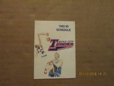 CBA Quad City Thunder Vintage Defunct Circa 1992-93 Basketball Pocket Schedule