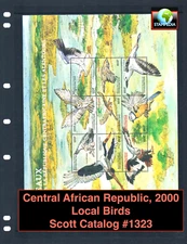 $18.00 Scott Value - 2000 CENTRAL AFRICAN REP Birds s/s Nature CV MNH NH UMM