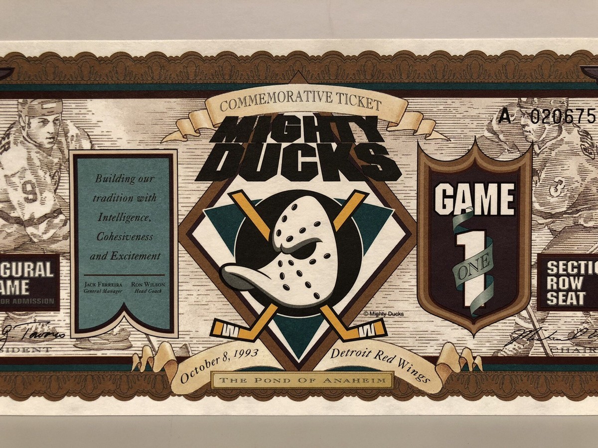 1993-94 Anaheim Mighty Ducks Inaugural Season Ticket Commemorative