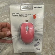 New Microsoft Compact Optical Mouse 500 Model 1344 Pink Factory Sealed