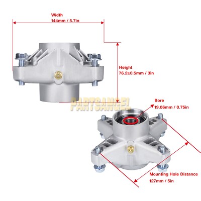 RUSSO 44" Deck Spindle & Blade Kit Combo For Cub Cadet Enforcer & Z-Force 44 – Replacement Part 9183129RP44BLADE