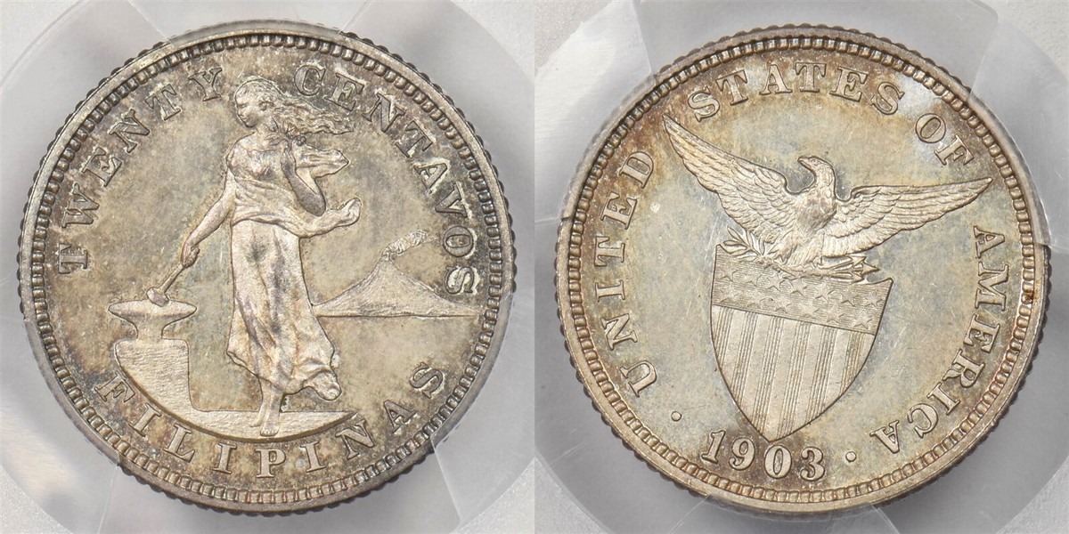 Philippines 1903 20 Centavos silver PCGS Proof 63 PC1482 combine