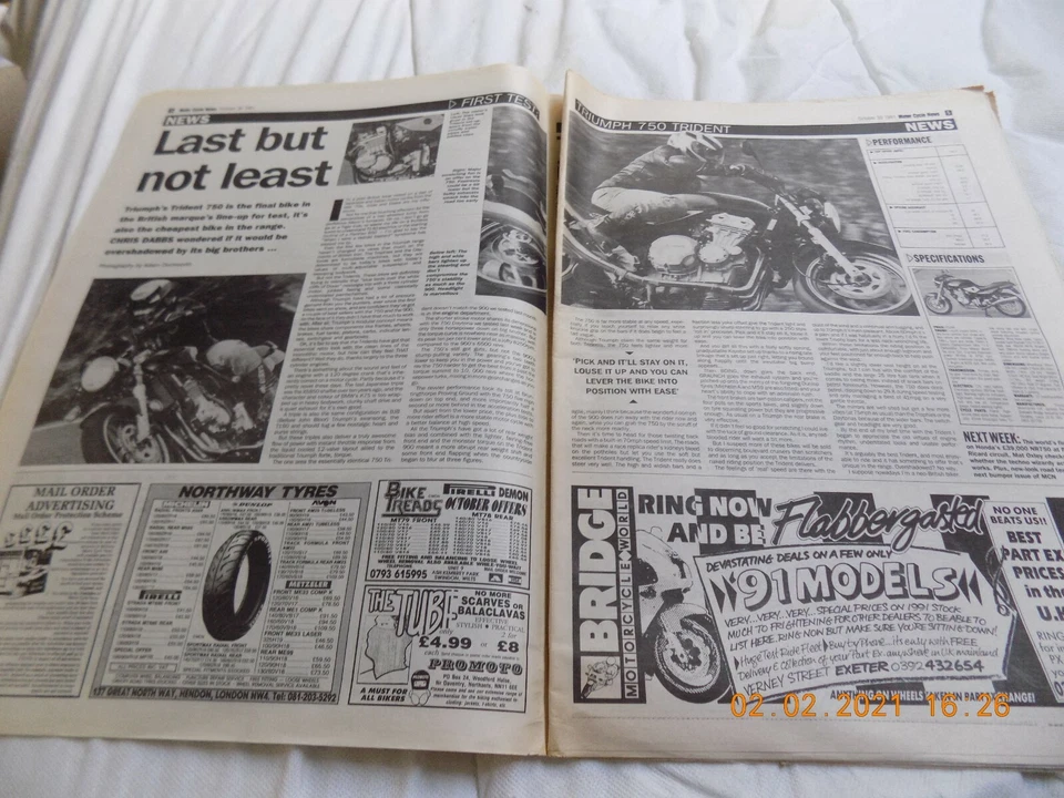 Motor Cycle news/30,10,1991/Triumph Trident 750/GSX-R1100/Montesa cota 311 - Image 3 of 4