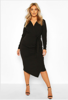 Women's Plus Wrap Front Midi Dress 16