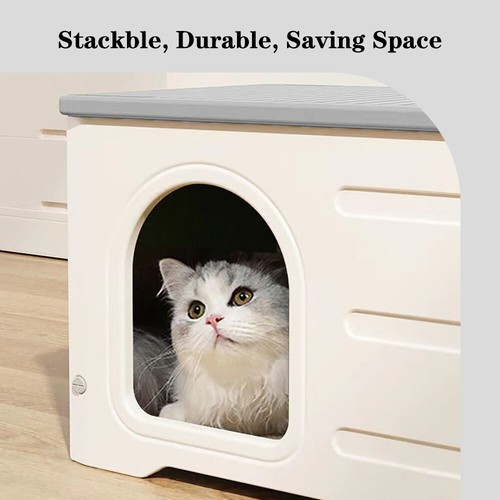 Plastic Outdoor Cat House Waterproof Insulated Cat House Feral Shelter - Picture 8 of 30