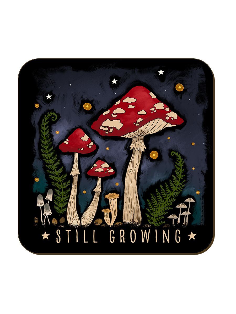 Magical Mushrooms Still Growing Black 9.2x9.2cm