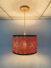 Doooitlight Paralume Lampada Bambù Rotondo Stile Retrò Modello Etnico Pittura Spray con