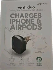 Tylt Venti Duo MagSafe-Compatible Wireless Car Charger For iPhone/AirPod - Black