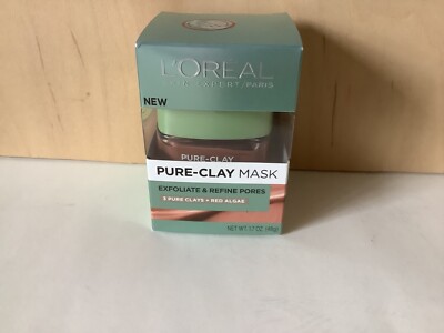 L'Oreal Pure Clay Mask; Exfoliate & Refine 1.7 Oz Red Algae NEW IN BOX