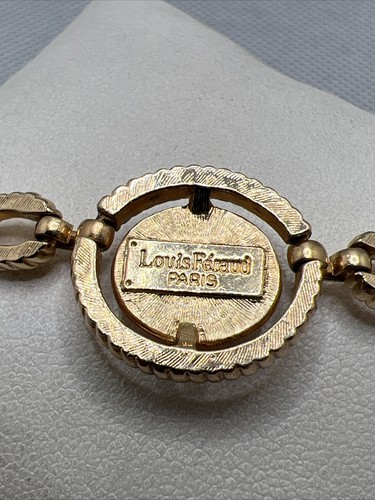 VINTAGE SIGNED LOUIS FERAUD PARIS GOLDTONE HEMATITE 18” CHOKER NECKLACE ~ A - Picture 3 of 3