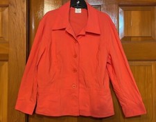 harve benard womens orange rayon mix light button jacket, size 12, used- perfect