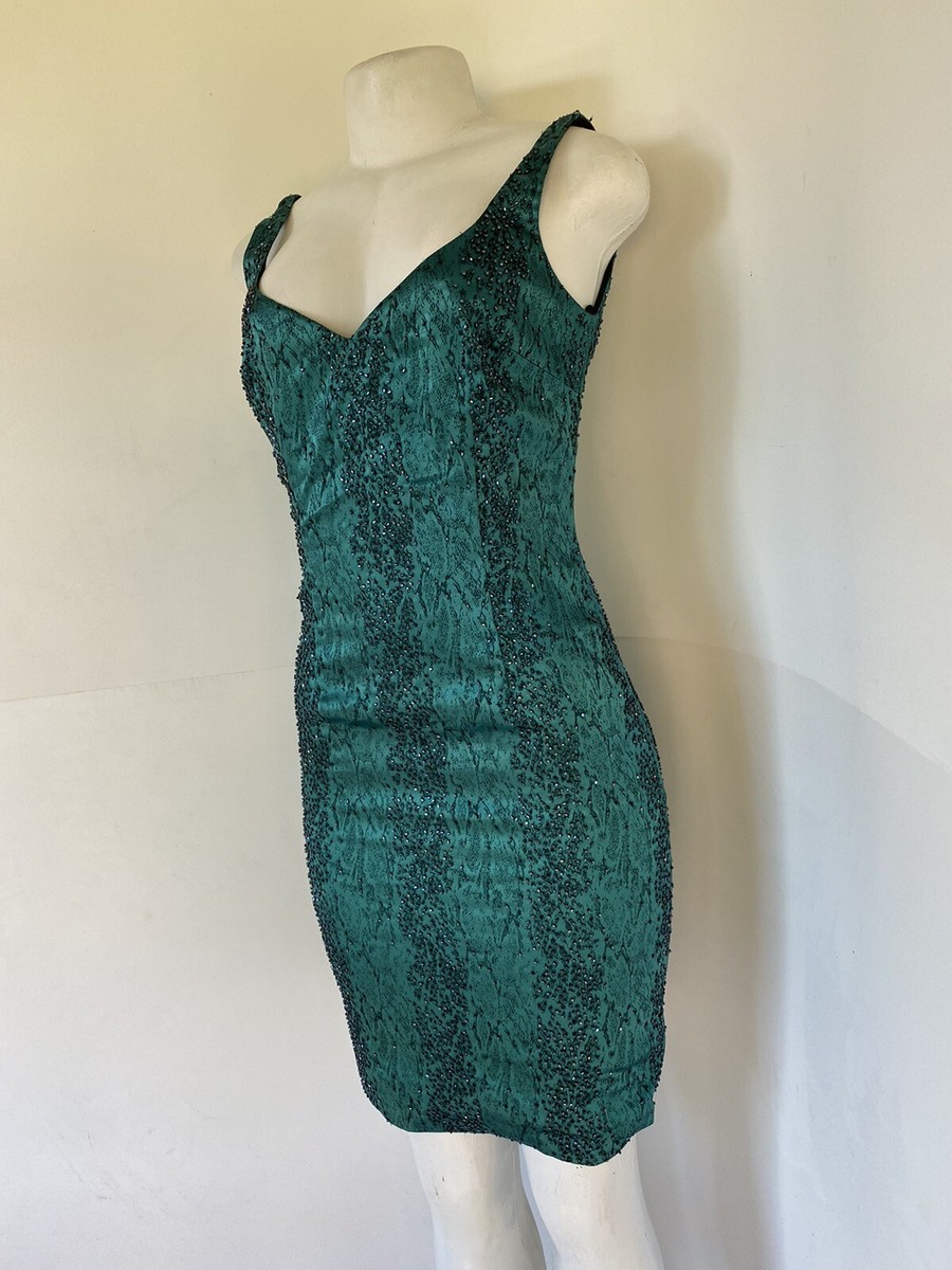GILAR EVENING Womens Dress Sz 2 Beaded Sleeveless Green Sexy Sheath Dress