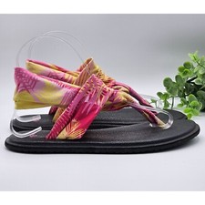 Sanuk Lil Yoga Sandals Girls 4-5 Colorful Tropical Slingback Multicolor Thongs