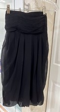 Alice + Olivia Women’s Black Strapless Chiffon Drape Cut Out Back Mini Dress S