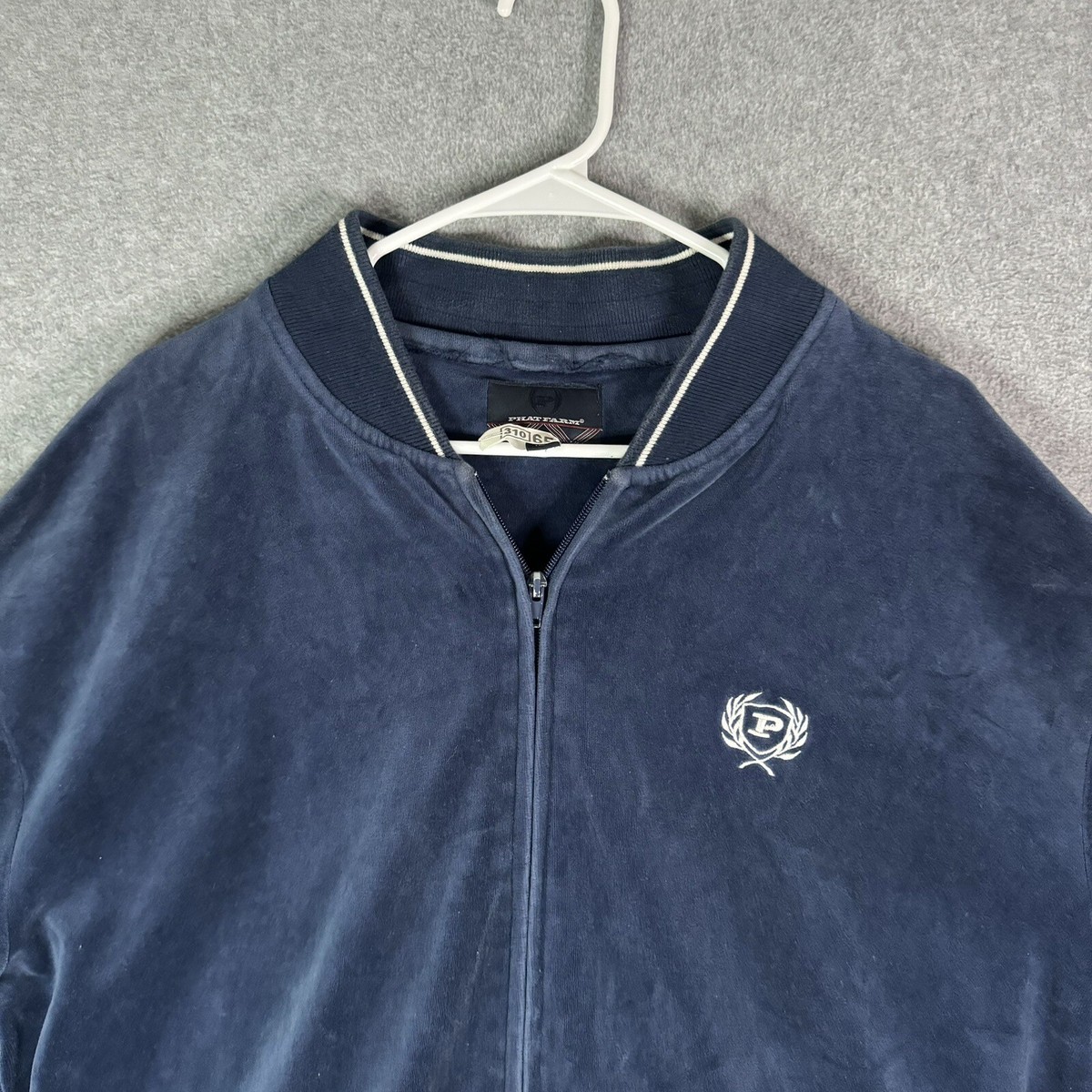 Phat Farm Sweater Mens 2XL XXL Blue Retro Full Zip