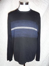 DOCKERS L / Large CLASSIC CREW NECK SWEATER BLACK With STRIPES NWT