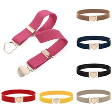Girls Children's Stretch Adjustable Elastic Belt Heart-Shaped Buckle Multicolor