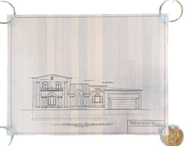 5 Architectural Hand Drawings Exterior Interior 31.5''x23'' New York Estate Find 3