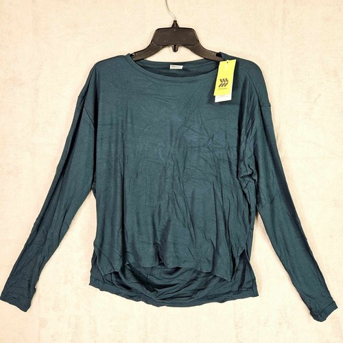 All In Motion Draped Long Sleeve Rib Stretch Top Womens X-Small Dark Blue