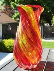 Beautiful Murano Milan Italy HEAVY THICK 10" Glass Vase Bohemia BEAUTIFUL