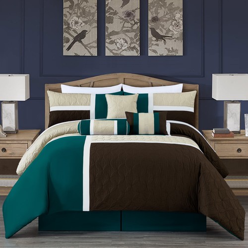 Chezmoi Collection 7-Piece Comforter Set Medallion Patchwork Quilted Bedding Set - Picture 35 of 36