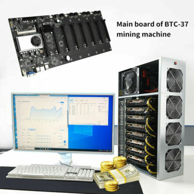 Mining Motherboard w/ CPU and FAN and Set 8 GPU Slots DDR3 Memory Integrated NEW