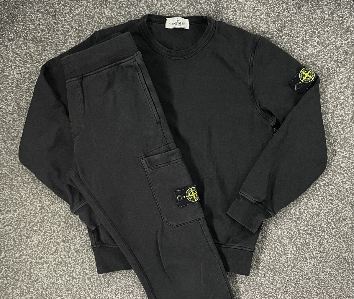 Stone Island Junior Tracksuit Black, Jumper Joggers 100% Auth