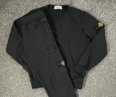 Stone Island Junior Tracksuit Black, Jumper Joggers 100% Auth