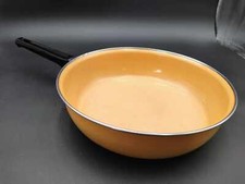 Vintage Soft Orange Enamelware 10" Frying Pan Skillet - No Lid