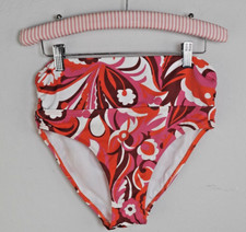 Boden High Waist Bikini Bottom Retro Floral Red Pink Swimsuit US 4 UK 8