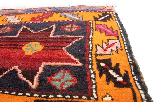 Hand-Knotted Vintage Plum Geometric Tribal Oriental Square Rug Carpet 1'8X1'8 ft - Picture 8 of 8