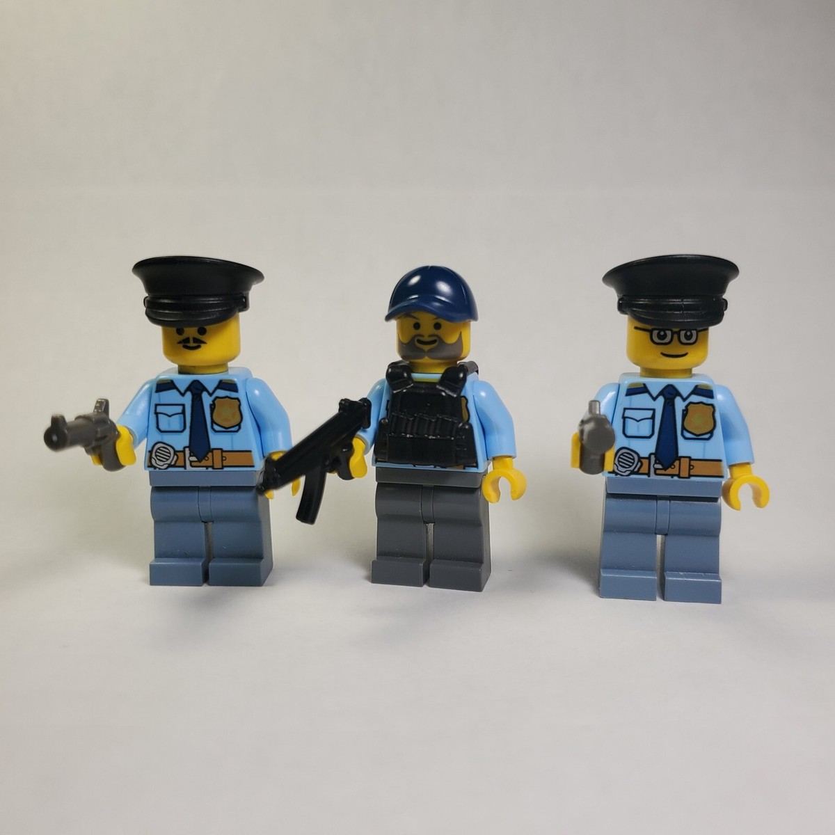 Custom Police SWAT Cop Set, Minifigures Made With Real LEGO