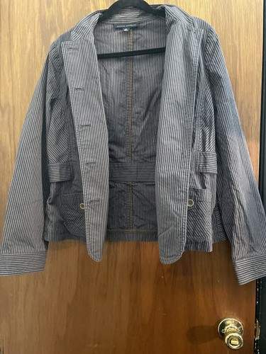Banana Republic Jacket Women’s 16 Brown Striped Buttons Pockets Preppy Retro - Picture 5 of 9