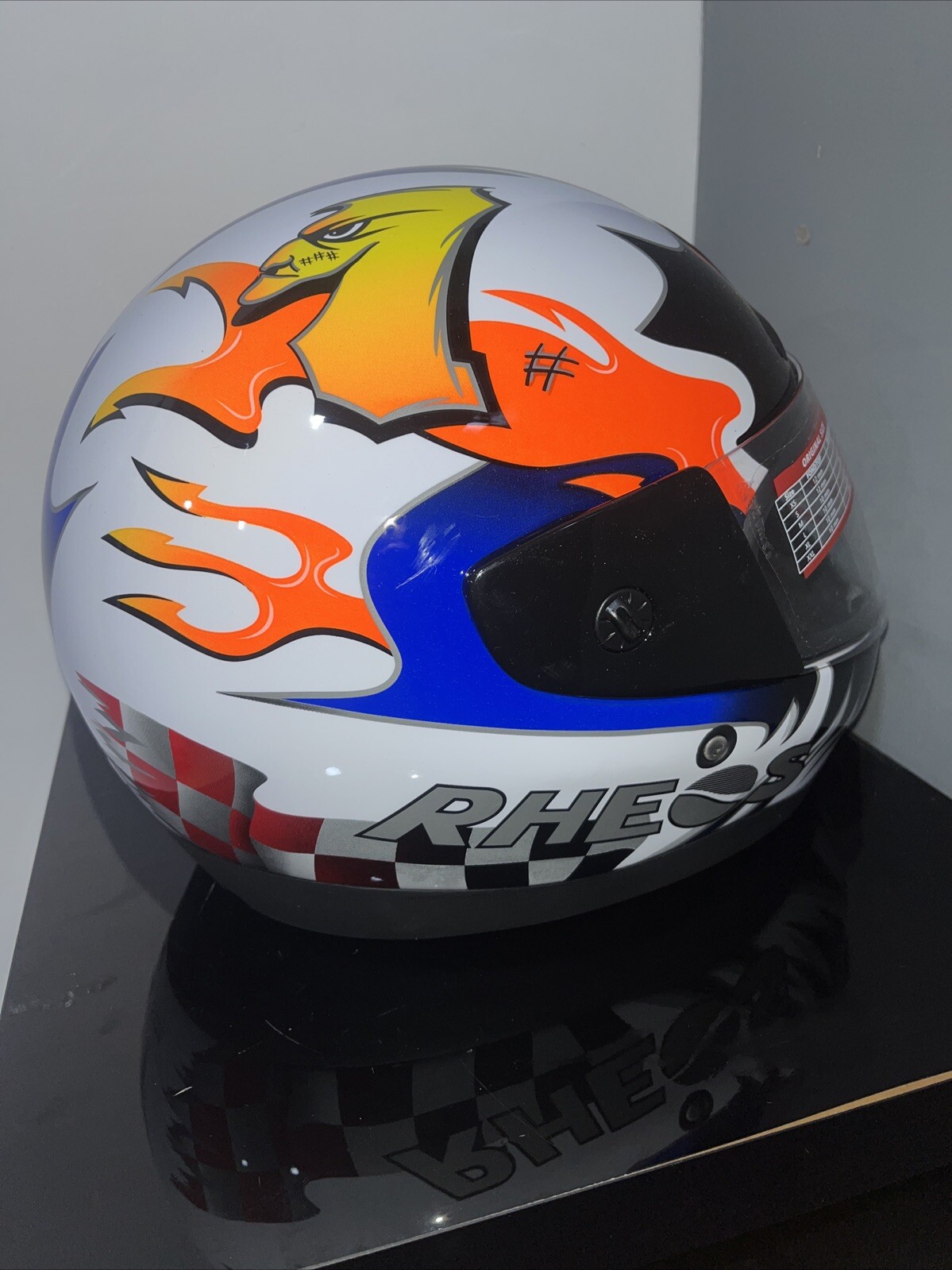 Retro Honda Rheos HRX Full Face helmet (Size Small) (Black White Orange) image 5