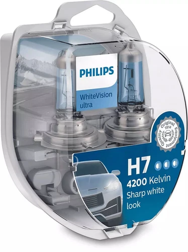 Philips White Vision Ultra Headlight Bulbs H7 12972WVUSM 4200K + 2 X W5W NEW