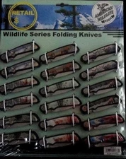 "AMERICAN WILDLIFE SERIES" BY FROST CUTLERY-18 CT 3 1/2" FOLDING KNIVES DISPLAY!