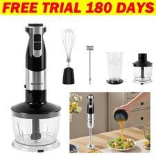 Hand Blender 12 Speed Wheel+Turbo 600ml Chopper Metal Whisk 600ml Beaker Mixer