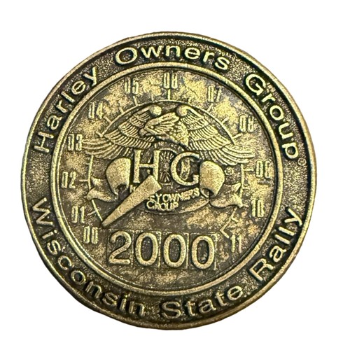 Harley-Davidson 2000 Wisconsin Rally HOG Logo Antique Brass Coin