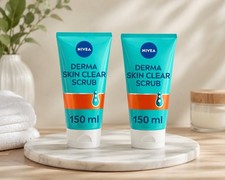 Pack of 2xNIVEA Derma Skin Clear Scrub, Exfoliating Face Scrub, 150ML