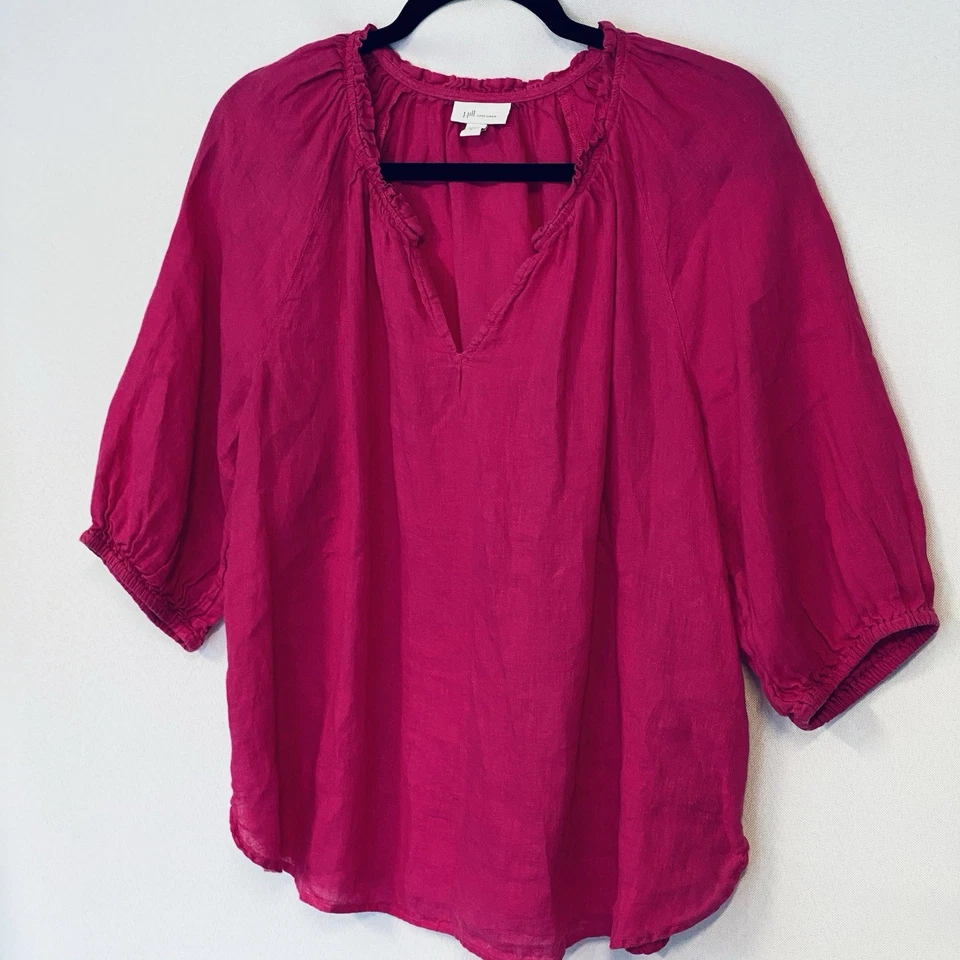 J. Jill Love Linen blouse in fuchsia Size Small 100% Linen - Image 3 of 4