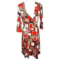 ANTHROPOLOGIE MAUDE Large Brown Orange Boho Disco Western 3/4 Sleeve Midi Dress