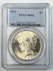 1923-P $1 Peace Dollar PCGS MS62 90% Silver PHILADELPHIA US Coin LUSTER!